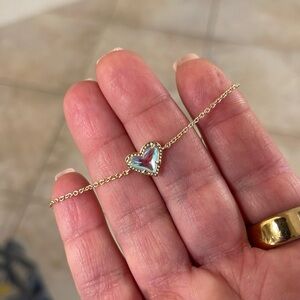 Kendra Scott gold clear iridescence Heart bracelet like new